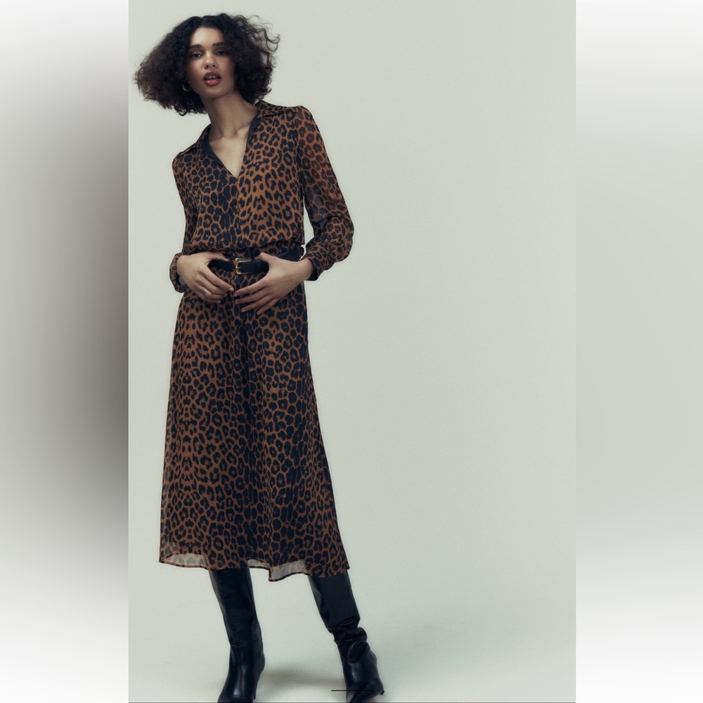 ZARA BELTED ANIMAL PRINT DRESS